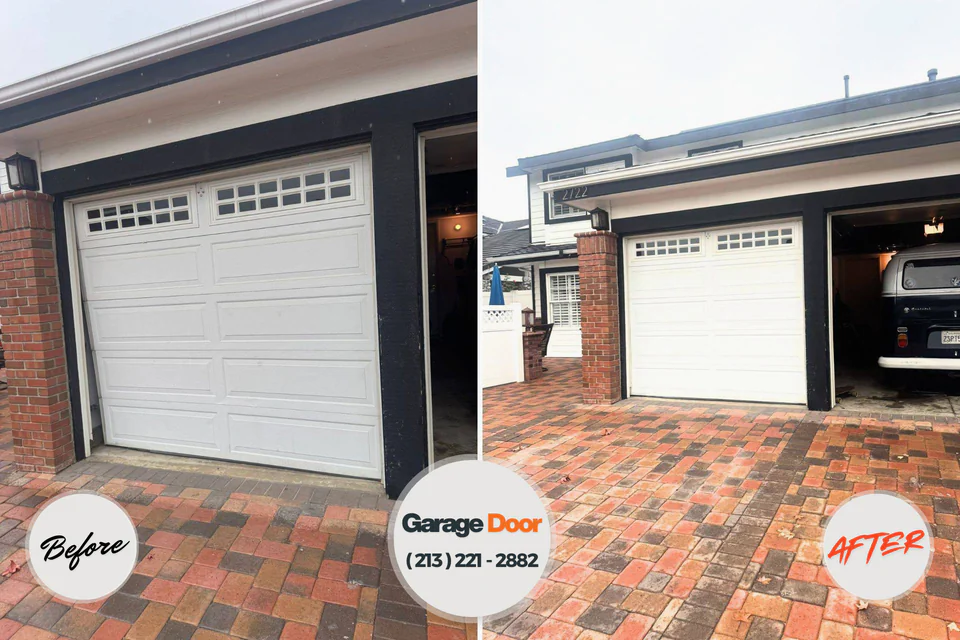 Before and after: garage door repair Meadow Glade, WA